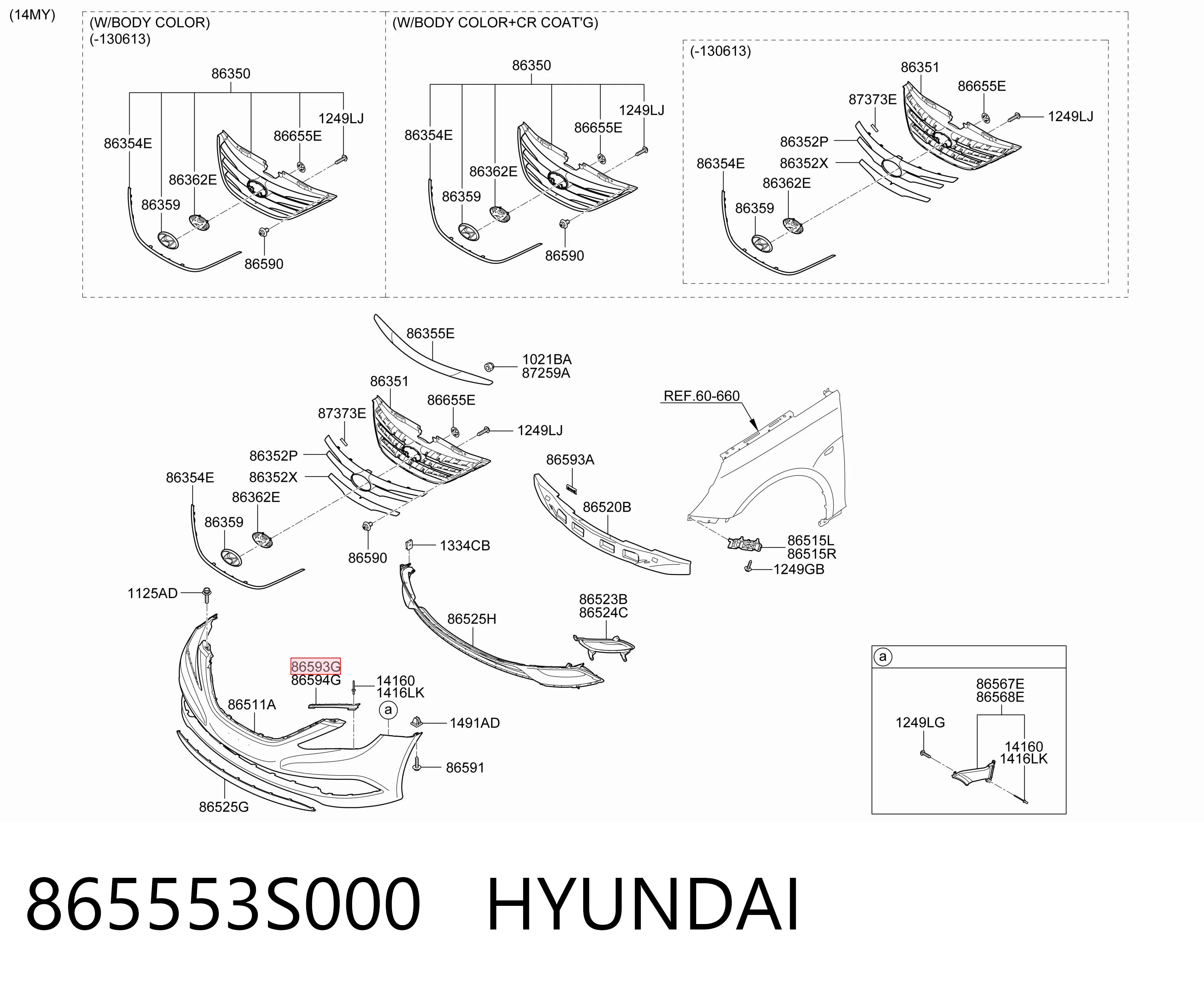 865553S000 Hyundai/Kia Левое крепление переднего бампера