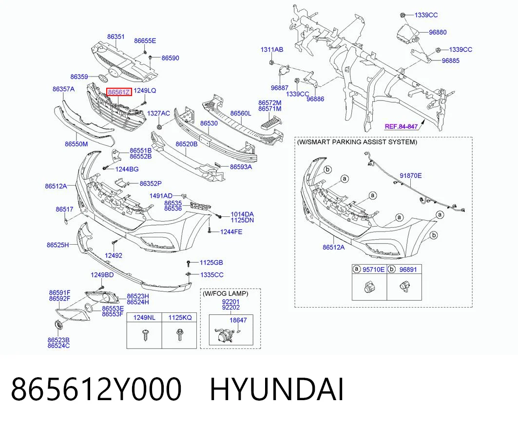 Центральная решетка переднего бампера на Hyundai Tucson II TM