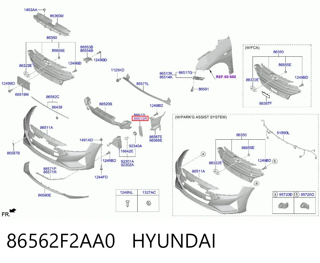 86562F2AA0 Hyundai/Kia Правая решетка переднего бампера