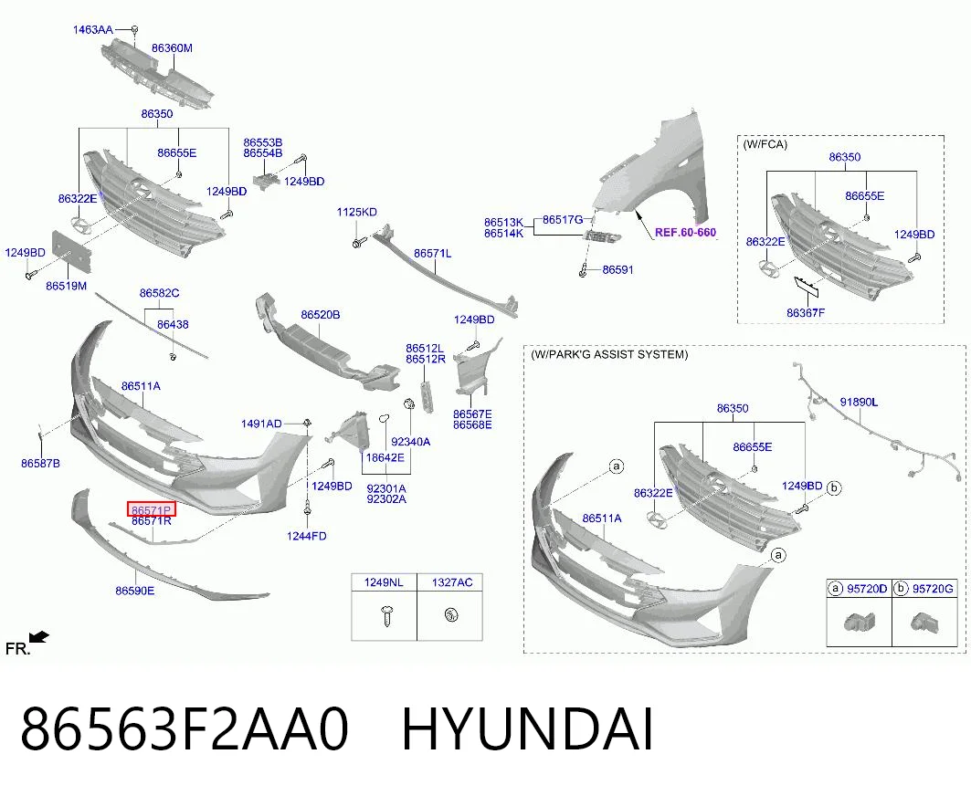 86563F2AA0 Hyundai/Kia Молдинг бампера переднего левый