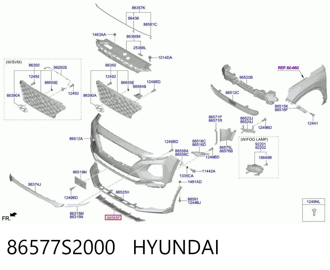 86577S2000 Hyundai/Kia Обвес бампера
