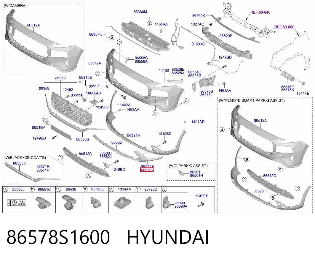 86578S1600 Hyundai/Kia Передний левый клык бампера