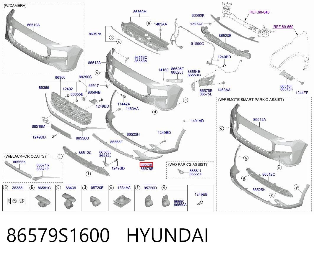 86579S1600 Hyundai/Kia Молдинг переднего бампера, правый