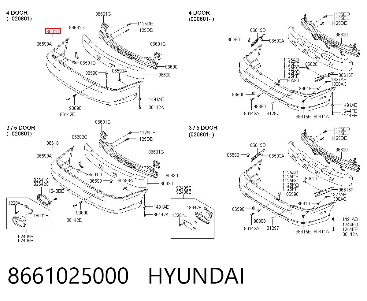 Задний бампер на Hyundai Accent II LC