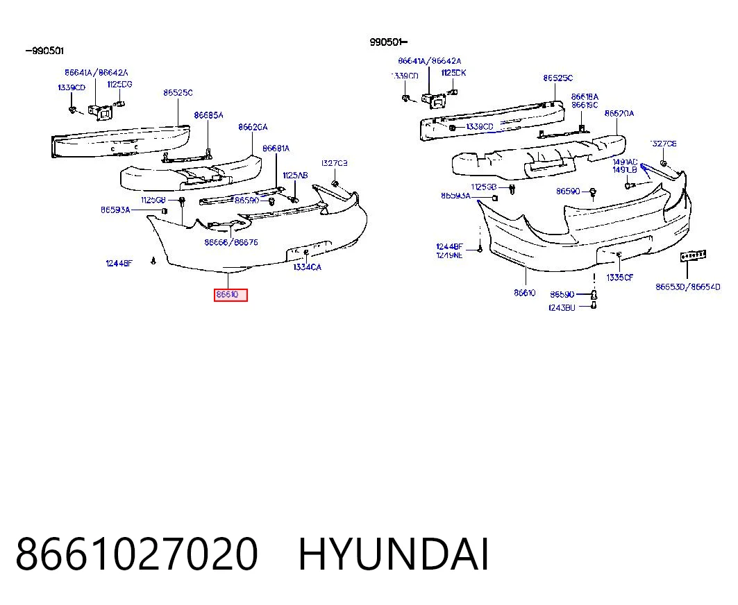 Задний бампер на Hyundai Coupe I RD