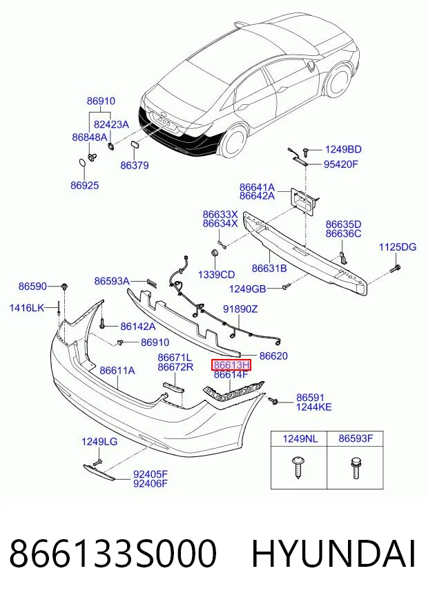 866133S000 Hyundai/Kia Левое крепление заднего бампера