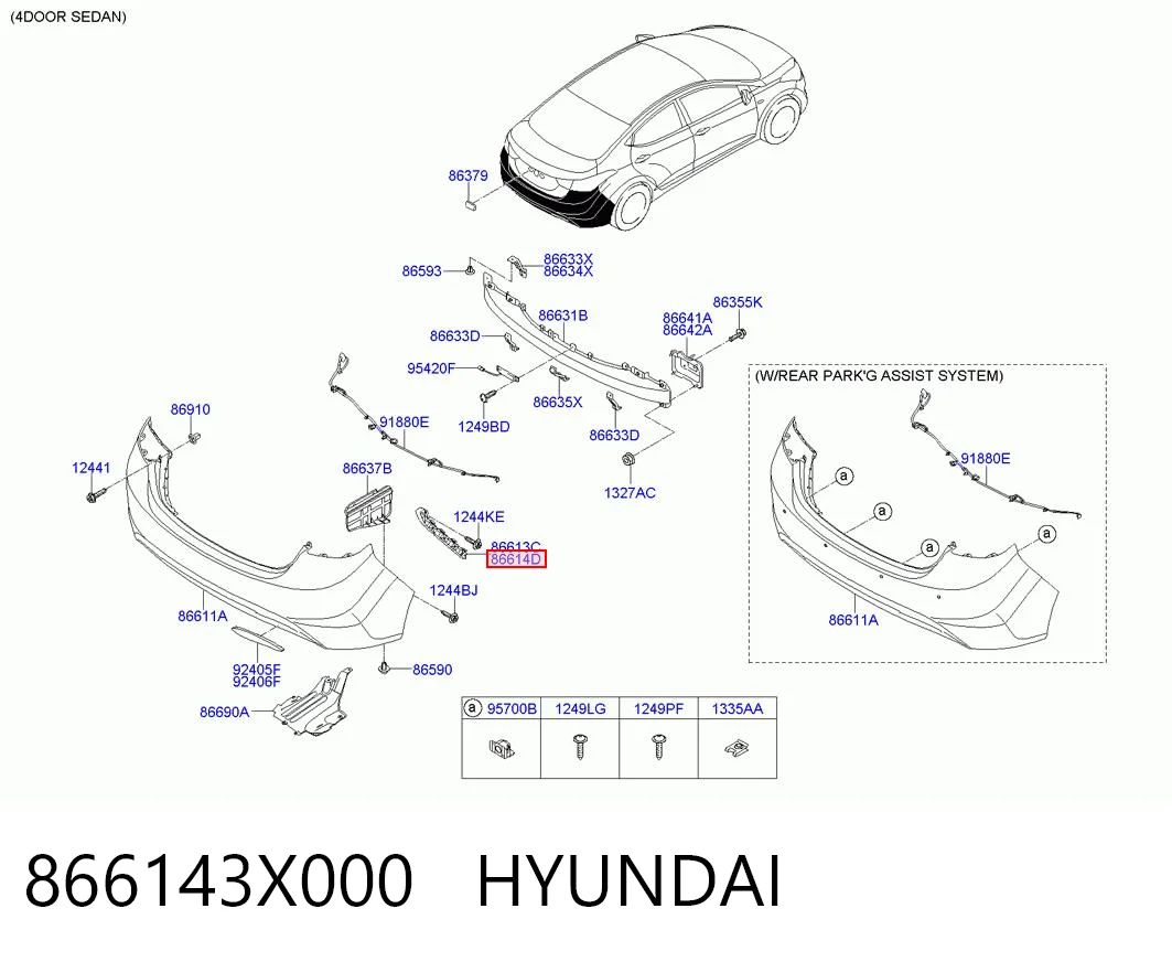 866143X000 Hyundai/Kia Правое крепление заднего бампера