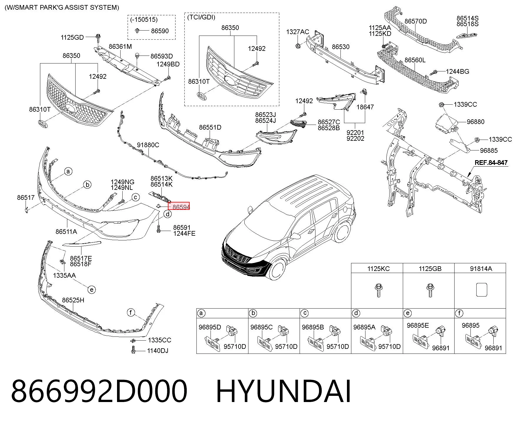866992D000 Hyundai/Kia Кронштейн бампера переднего