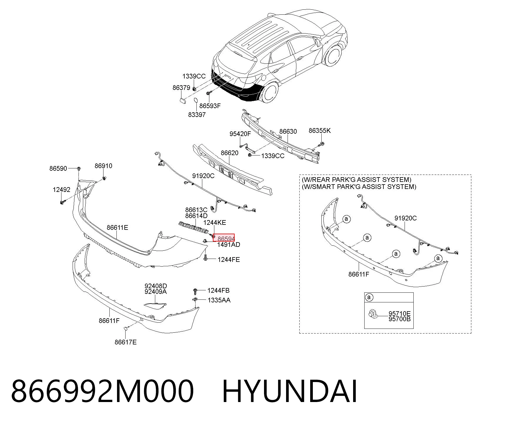 866992M000 Hyundai/Kia Кронштейн бампера переднего