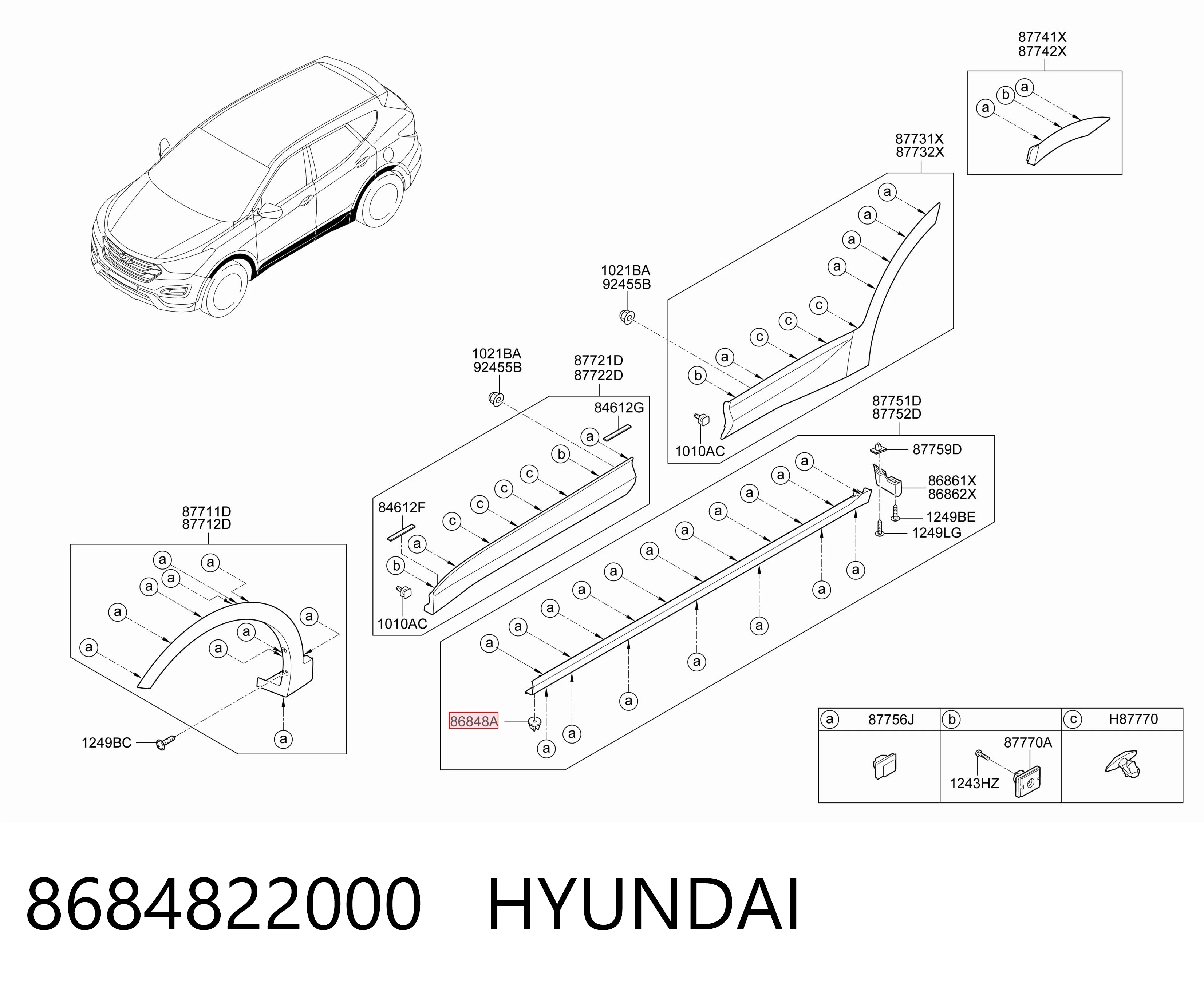 8684822000 Hyundai/Kia Клип крепления подкрылка переднего крыла