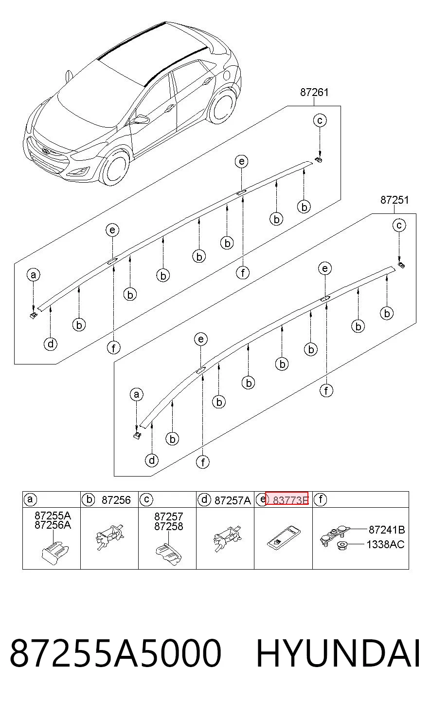 87255A5000 Hyundai/Kia Заглушка рельсы (рейлинга) багажника крыши передняя