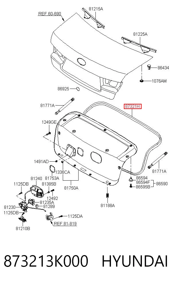 873213K000 Hyundai/Kia Уплотнитель багажника