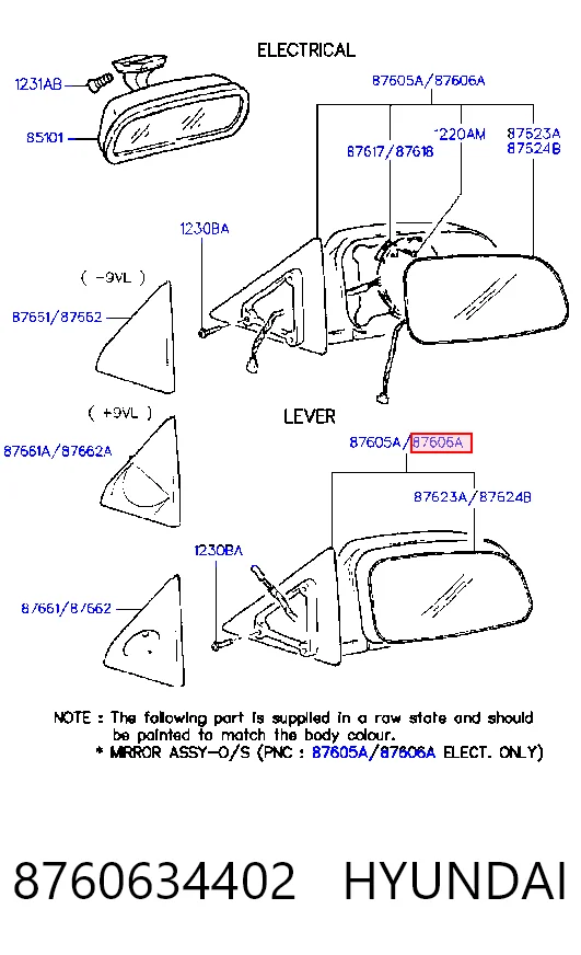 Зеркало заднего вида правое Hyundai Sonata 3 Y-3