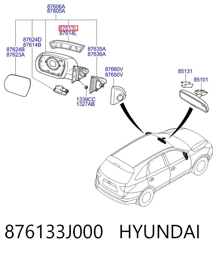876133J000 Hyundai/Kia Повторитель поворота левого зеркала