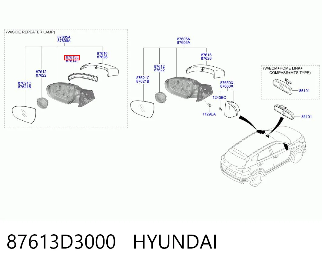 87613D3000 Hyundai/Kia Передний фонарь указателя поворота
