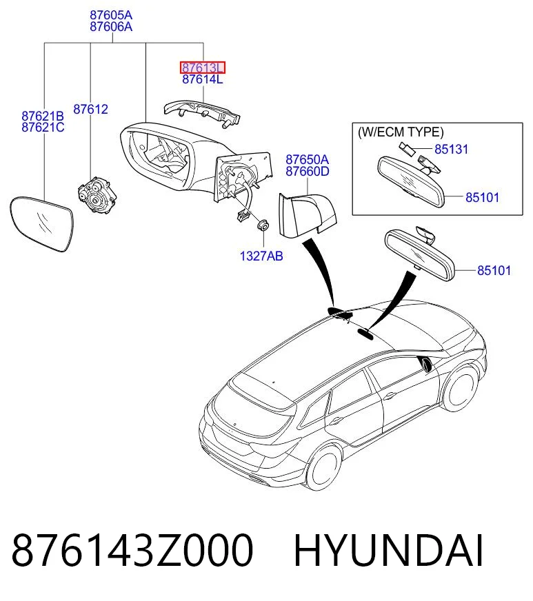 876143Z000 Hyundai/Kia Передний фонарь указателя поворота