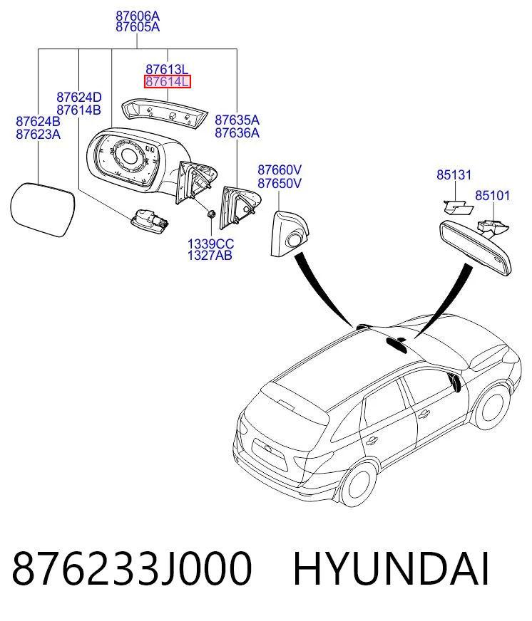 876233J000 Hyundai/Kia Указатель поворота зеркала правый