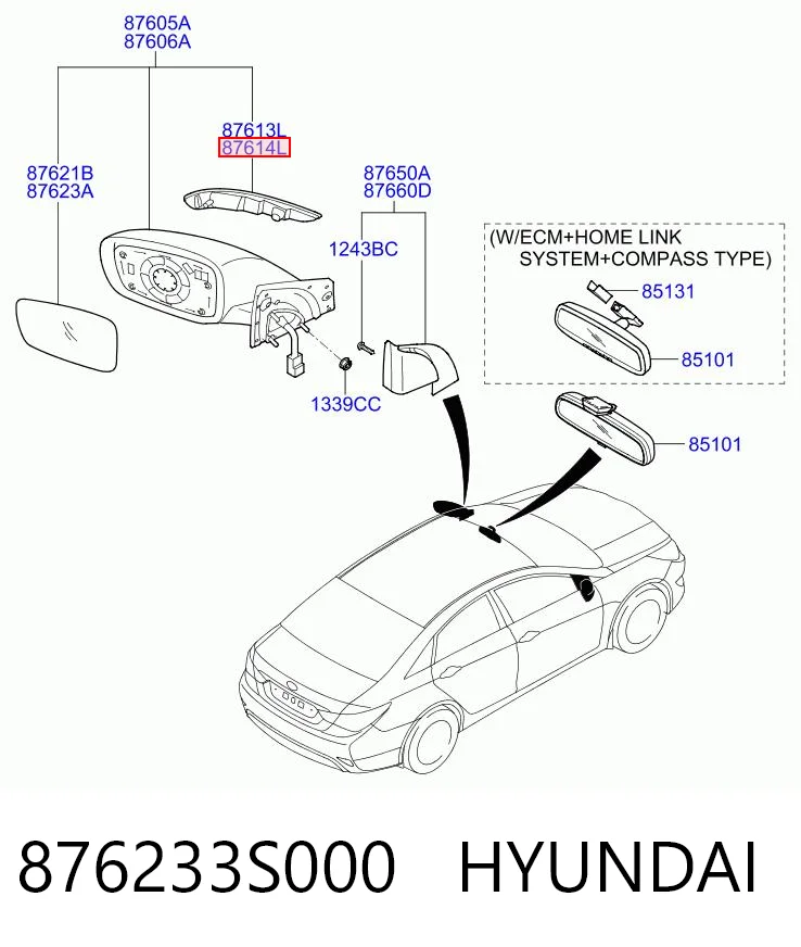 876233S000 Hyundai/Kia Указатель поворота зеркала правый