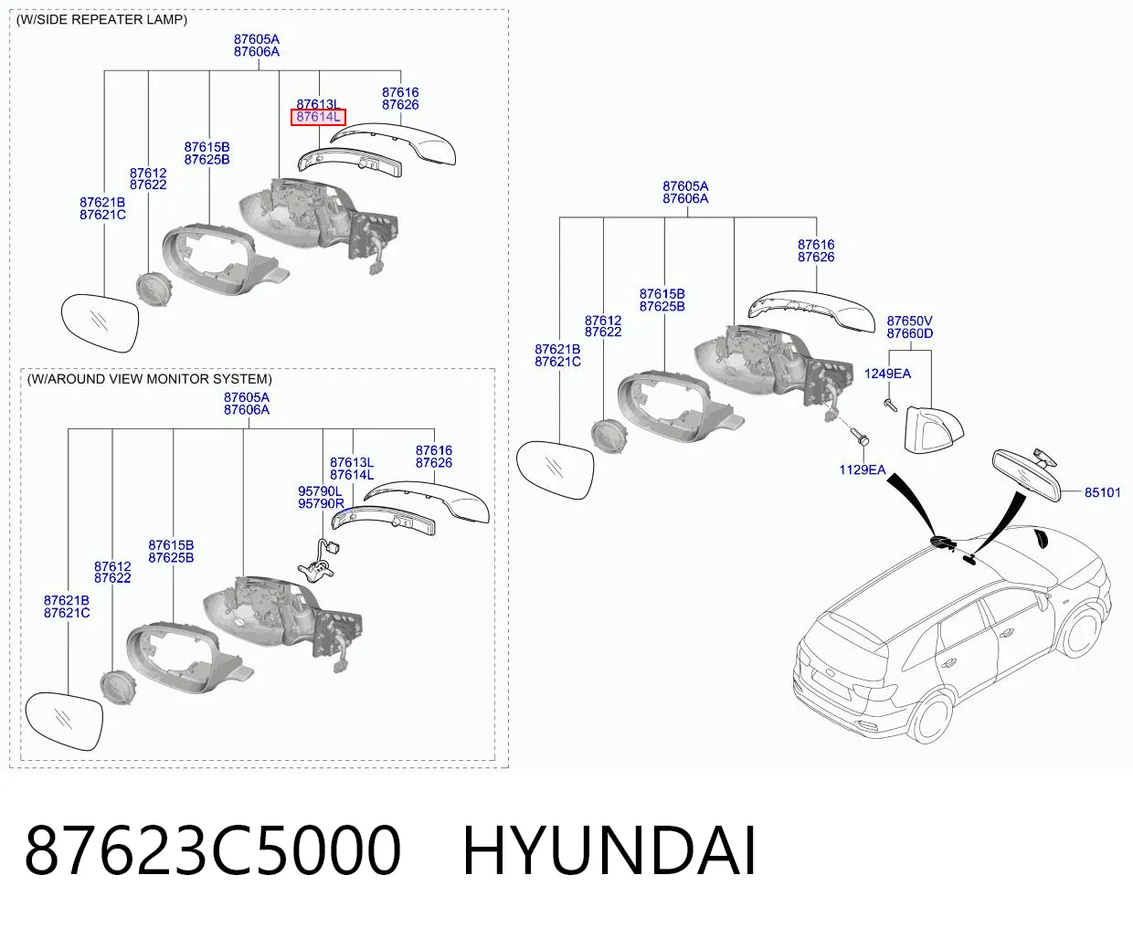 87623C5000 Hyundai/Kia Повторитель поворота левого зеркала