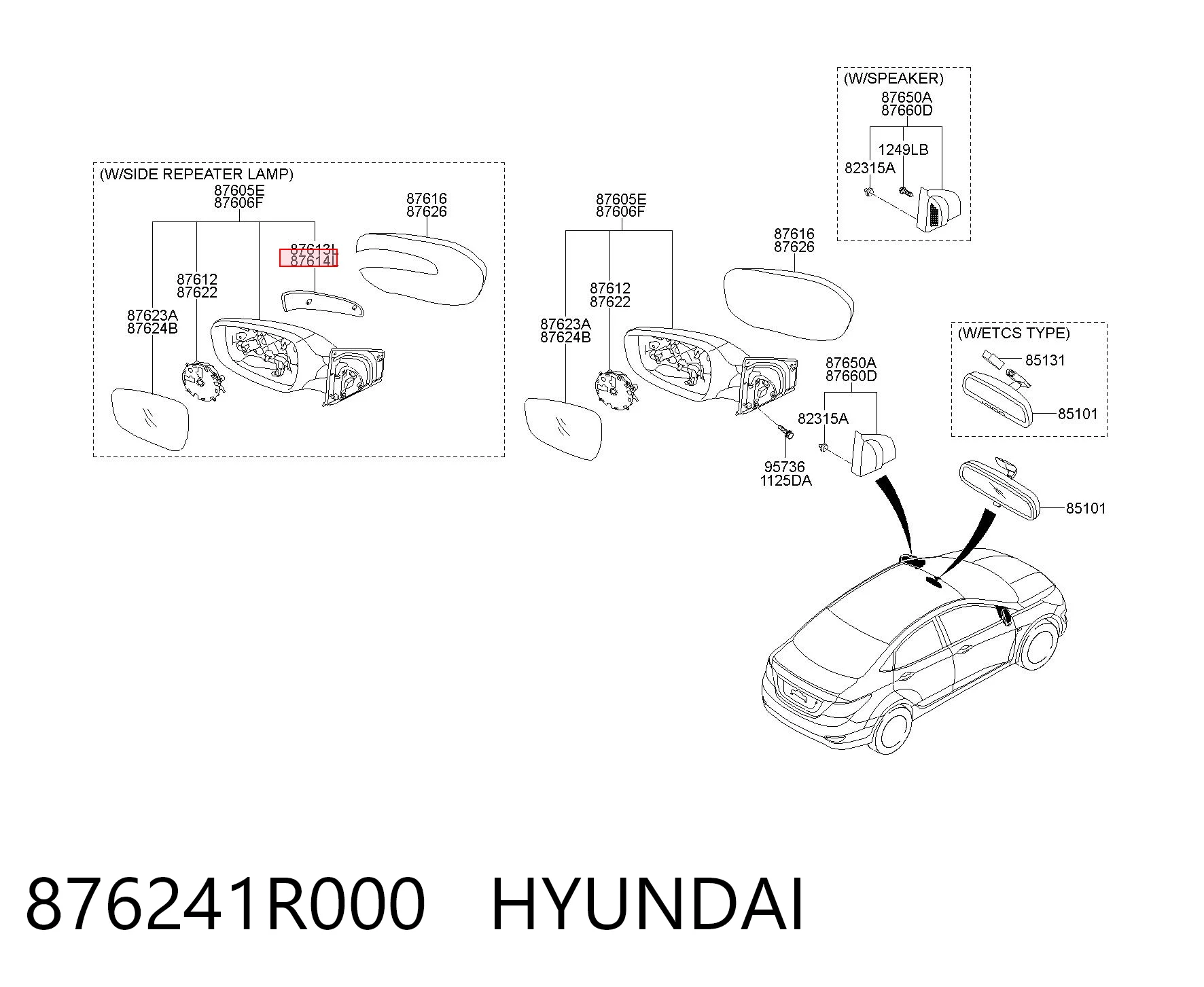 876241R000 Hyundai/Kia Указатель поворота зеркала правый