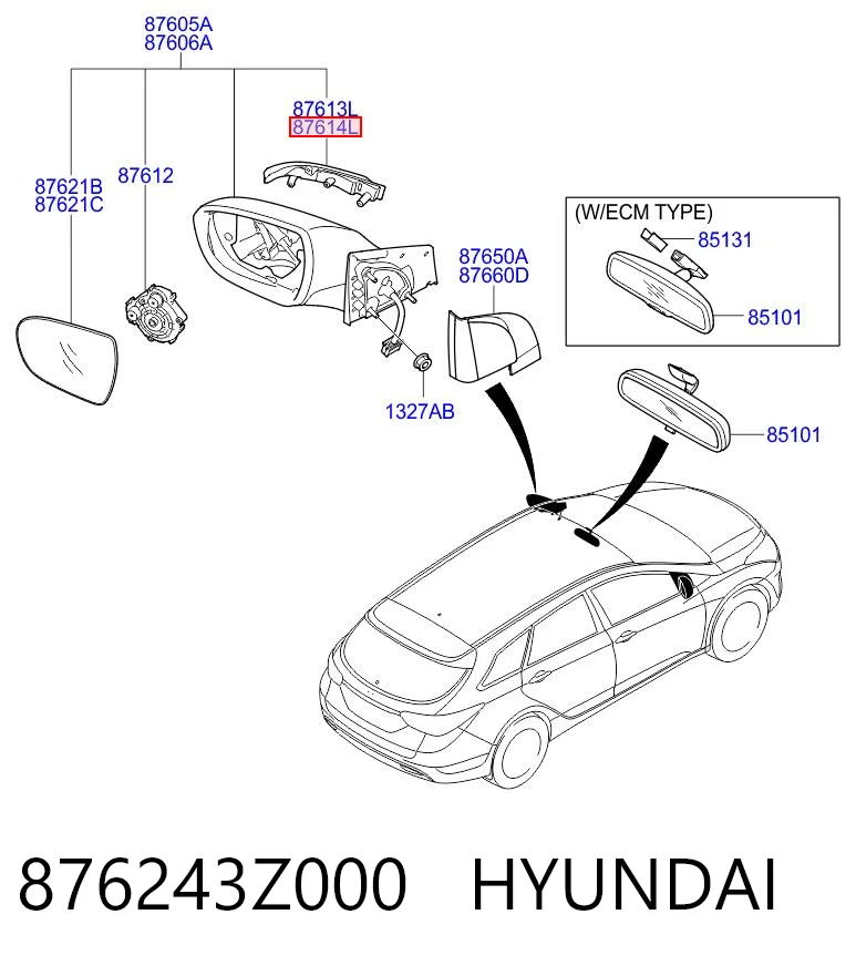 876243Z000 Hyundai/Kia Поворотник правый