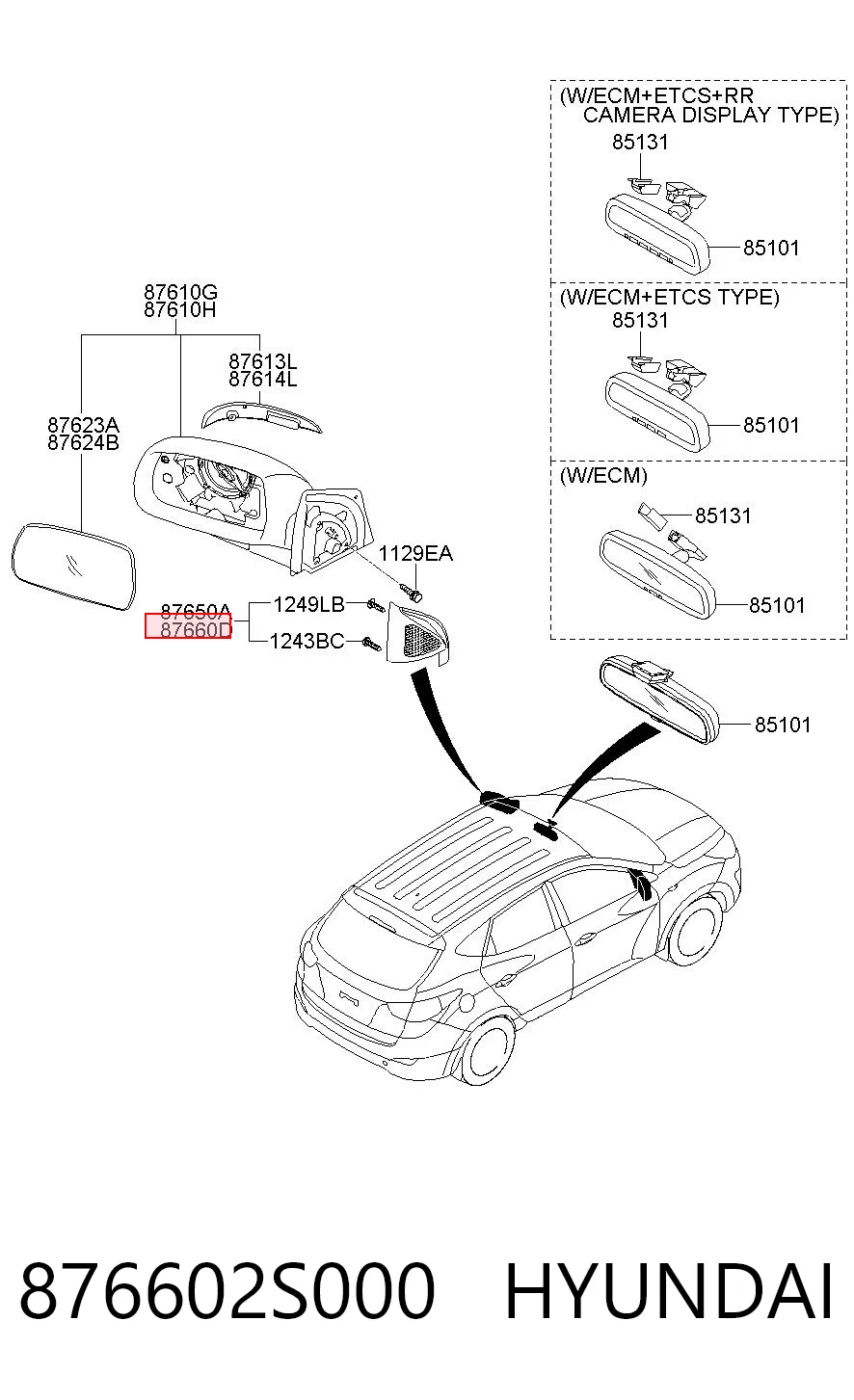 876602S000 Hyundai/Kia Внутренняя накладка крепления зеркала правого