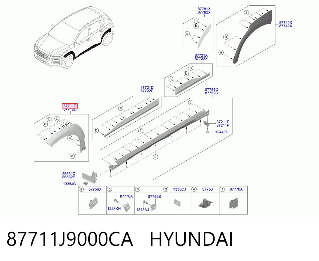 87711J9000CA Hyundai/Kia Молдинг арки крыла переднего, левый