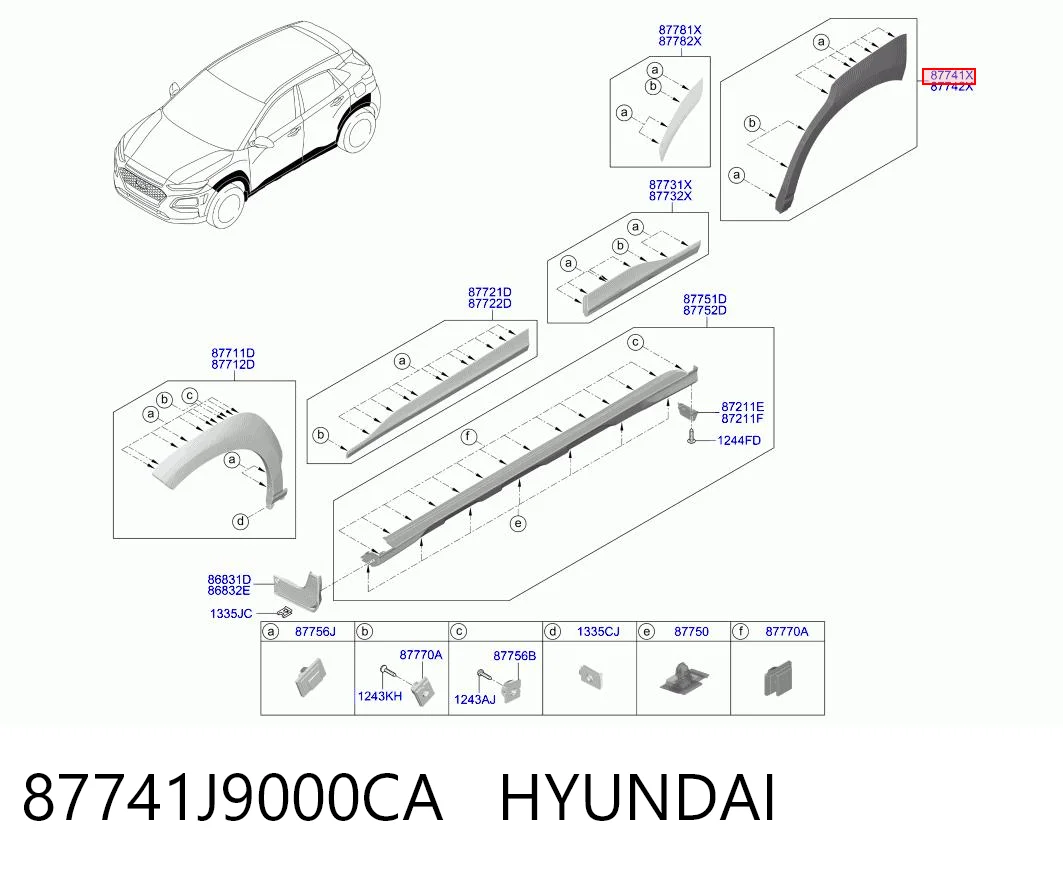 87741J9000CA Hyundai/Kia Расширитель (накладка) арки заднего крыла левый