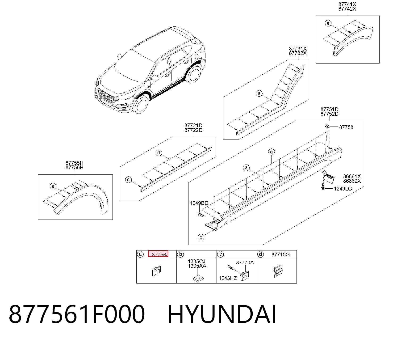 877561F000 Hyundai/Kia Пистон (клип) крепления накладок порогов