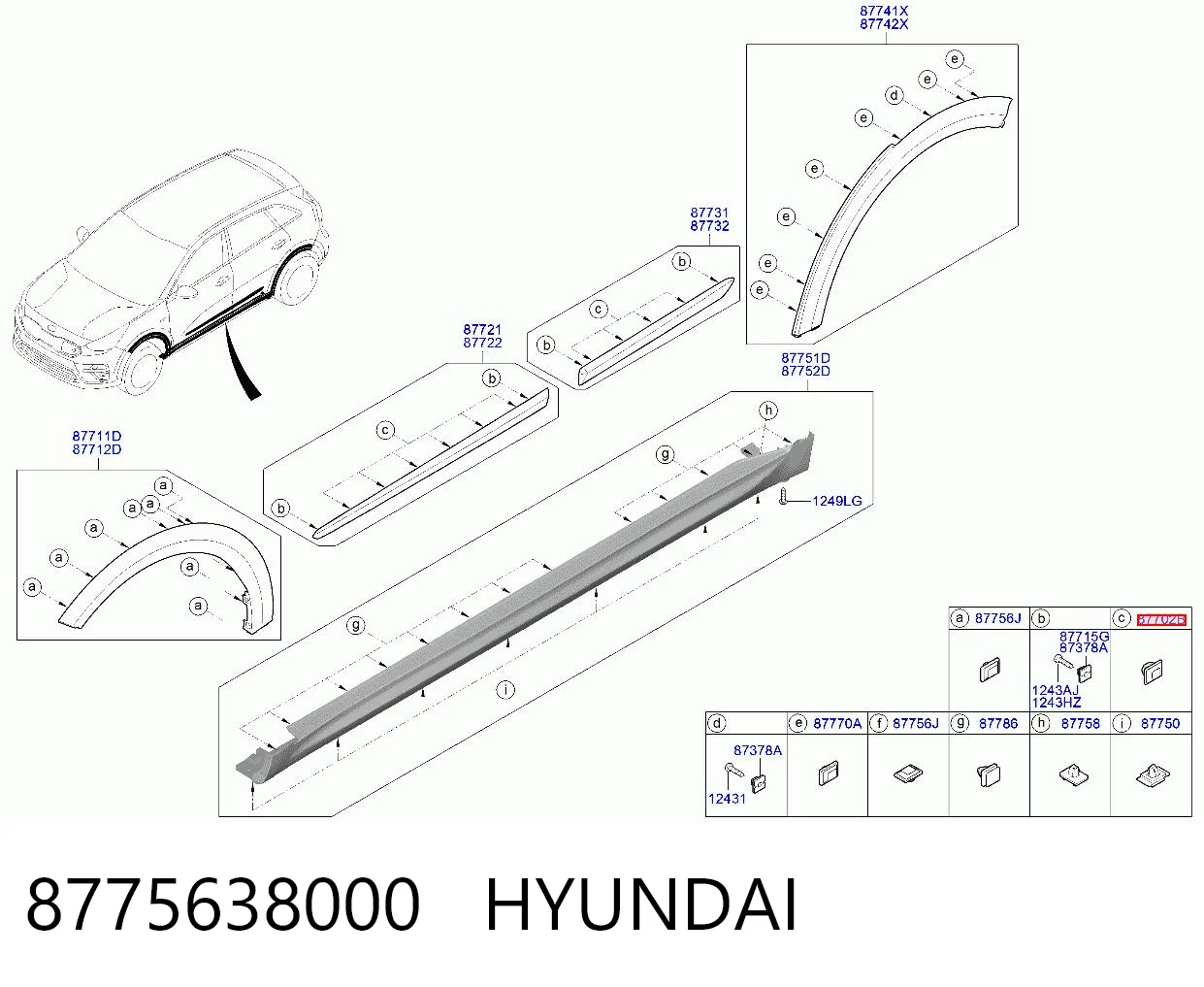 8775638000 Hyundai/Kia Пистон (клип) крепления молдинга двери