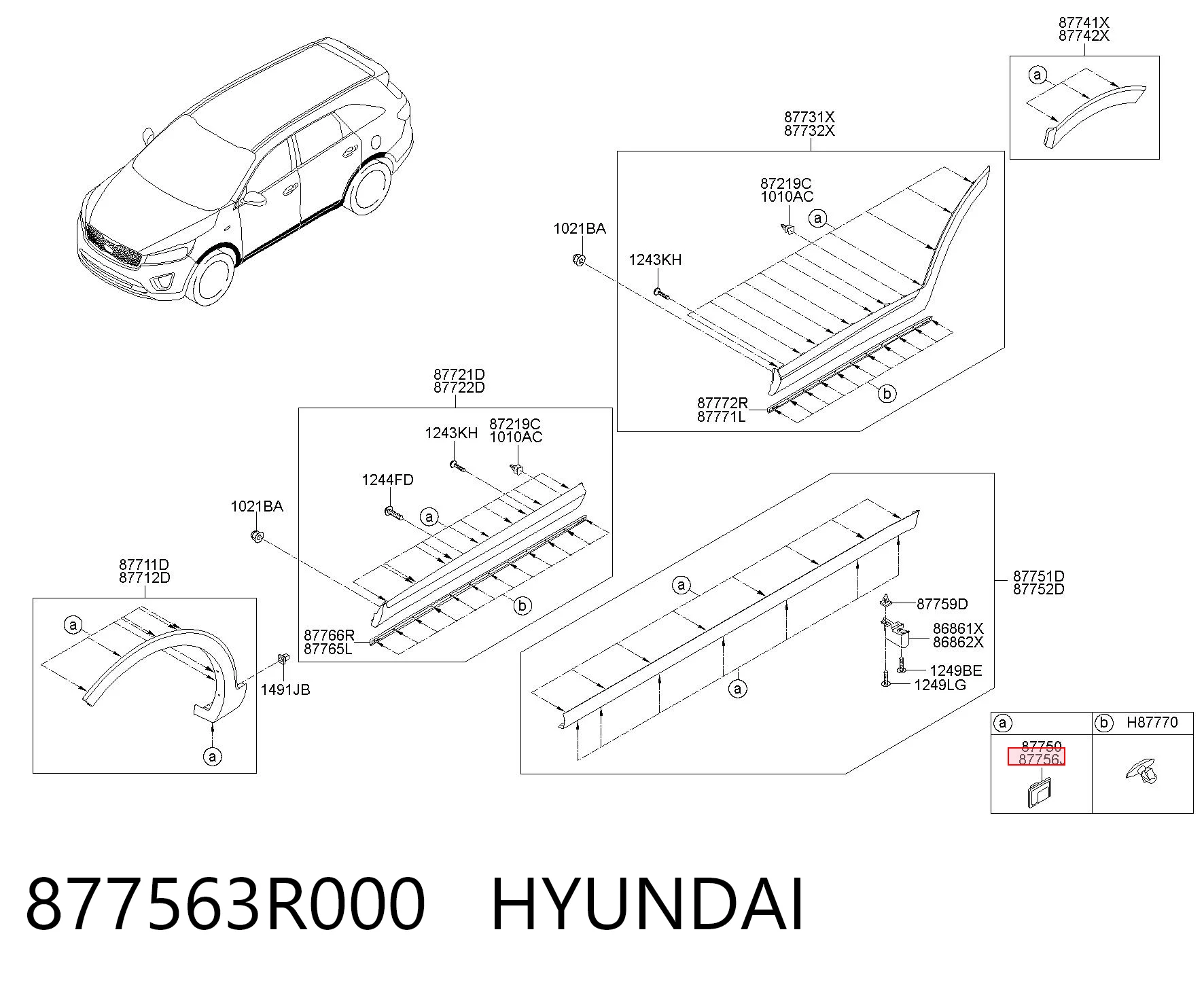 877563R000 Hyundai/Kia Пистон (клип) крепления накладок порогов