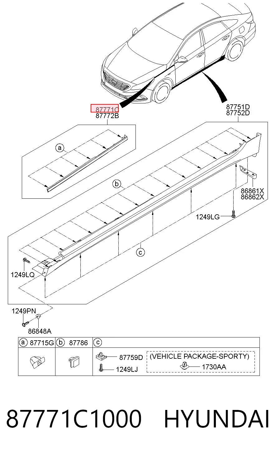87771C1000 Hyundai/Kia Накладка крыла переднего левого