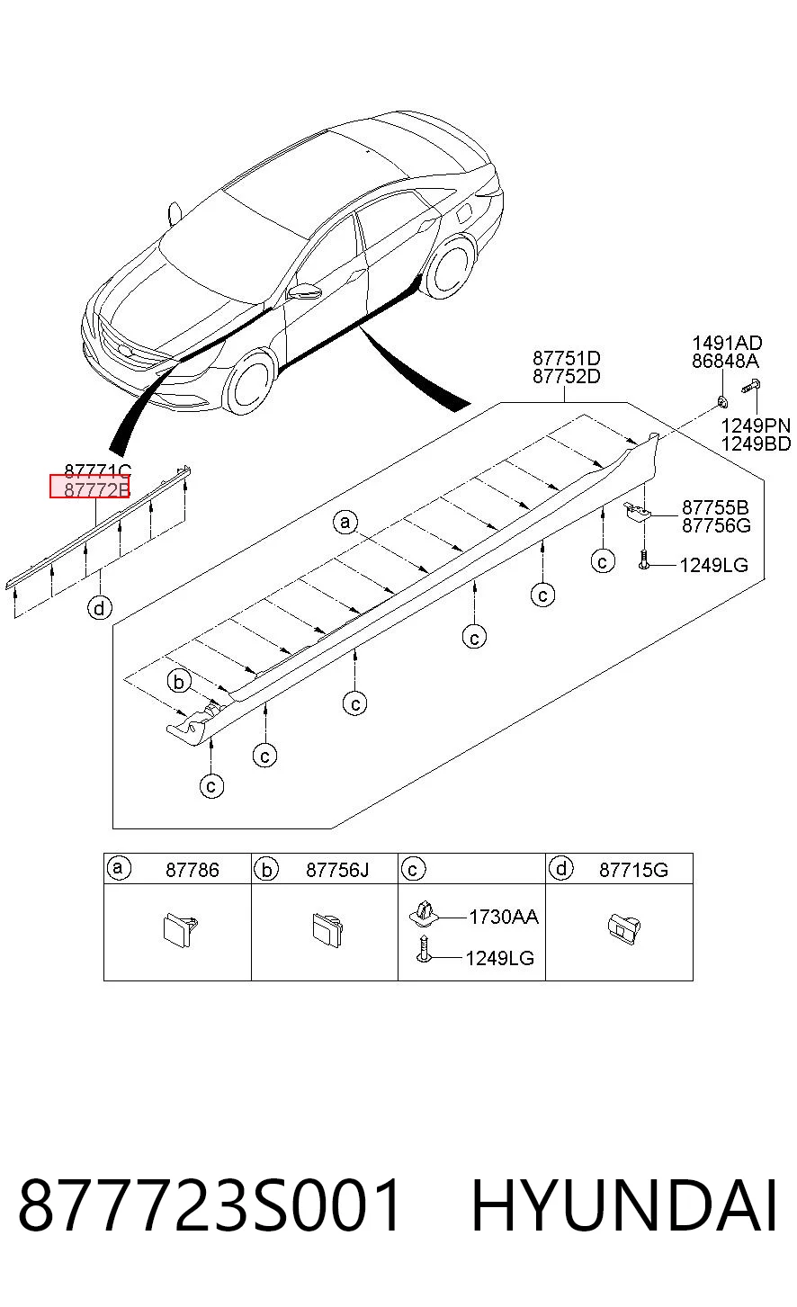 877723S001 Hyundai/Kia Молдинг крыла переднего правого