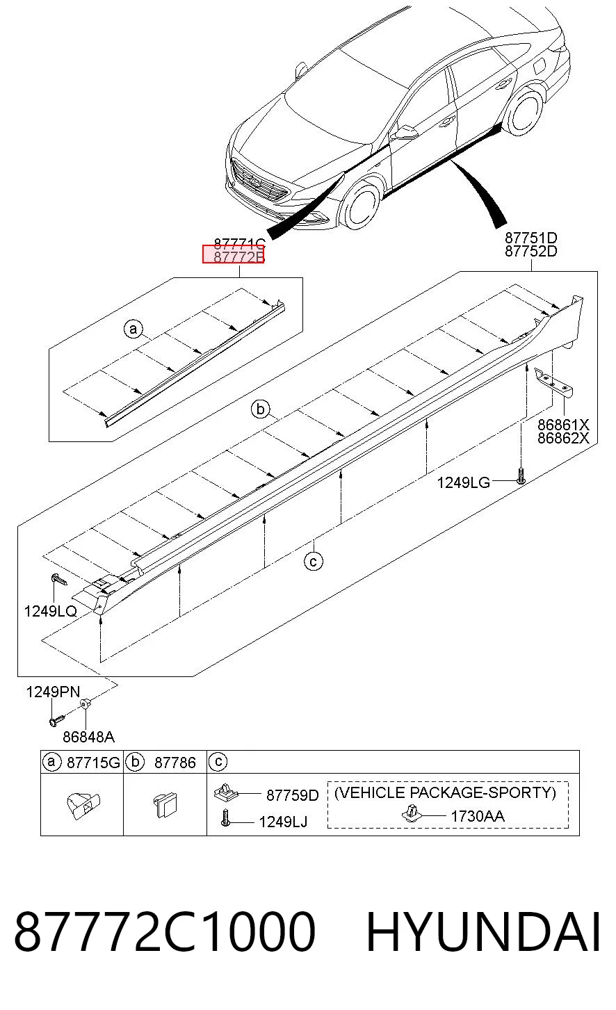 87772C1000 Hyundai/Kia Накладка крыла переднего правого