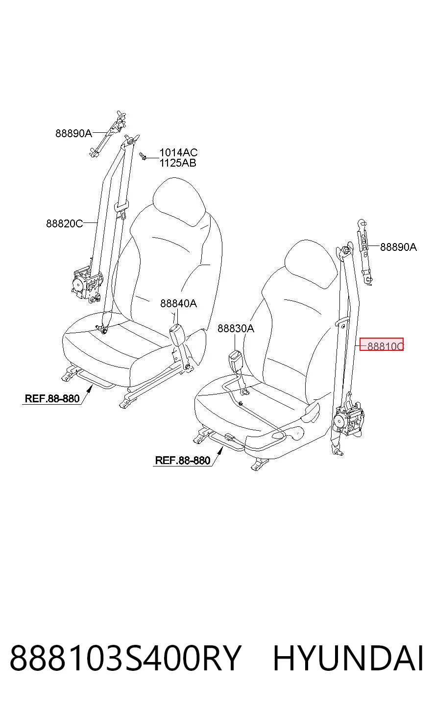 888103S400RY Hyundai/Kia Ремень безопасности передний левый