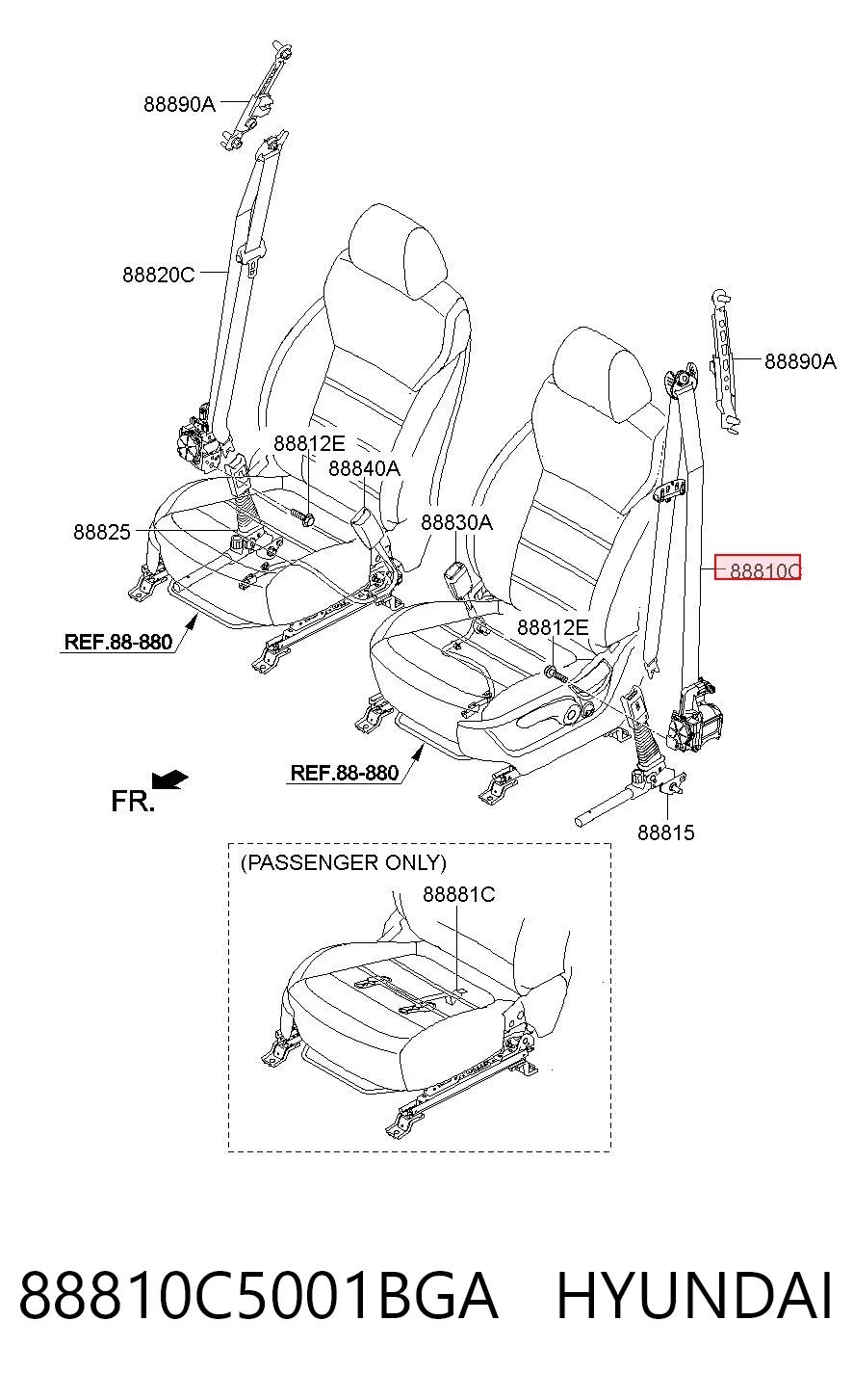 88810C5001BGA Hyundai/Kia Ремень безопасности передний левый