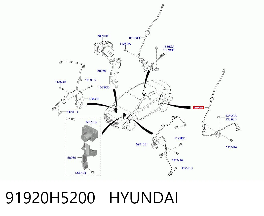91920H5200 Hyundai/Kia Провод датчика АБС задний левый