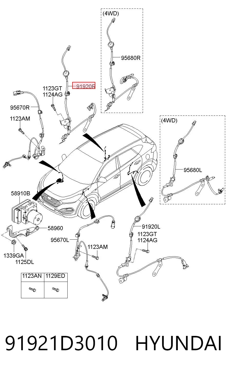 91921D3010 Hyundai/Kia Датчик АБС (ABS) задний, правый