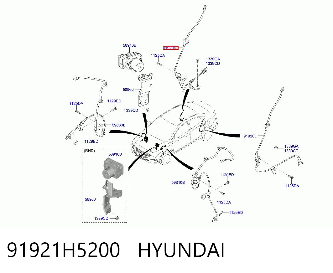 91921H5200 Hyundai/Kia Датчик АБС (ABS) задний, правый
