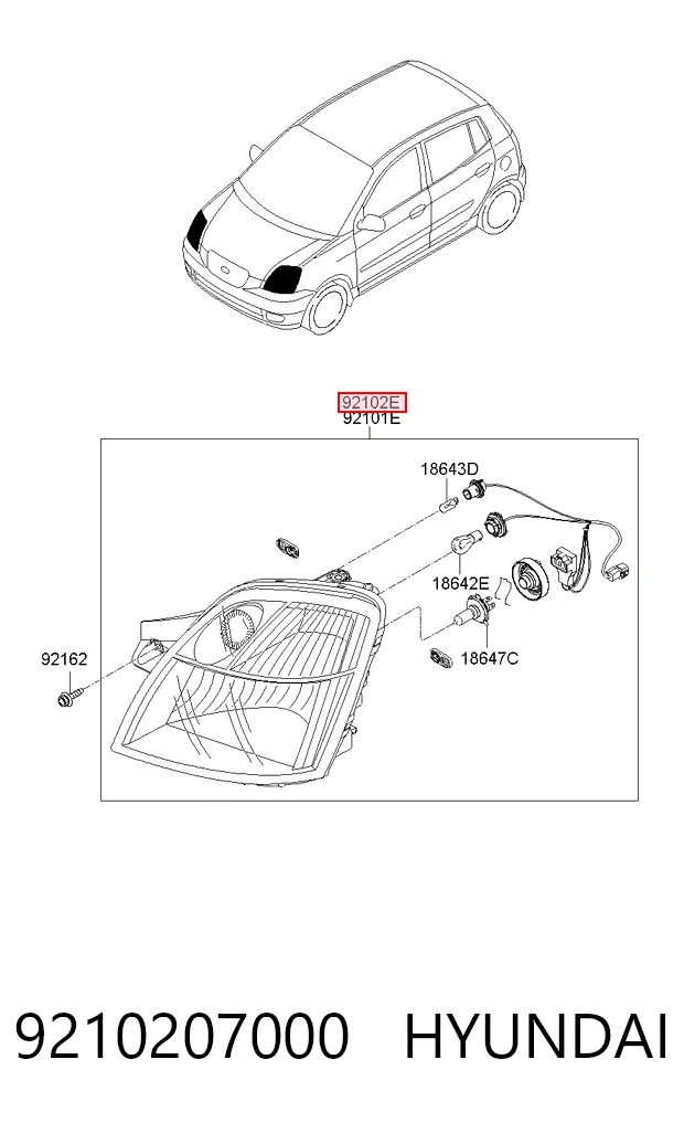 Фара передняя правая на KIA Picanto I BA