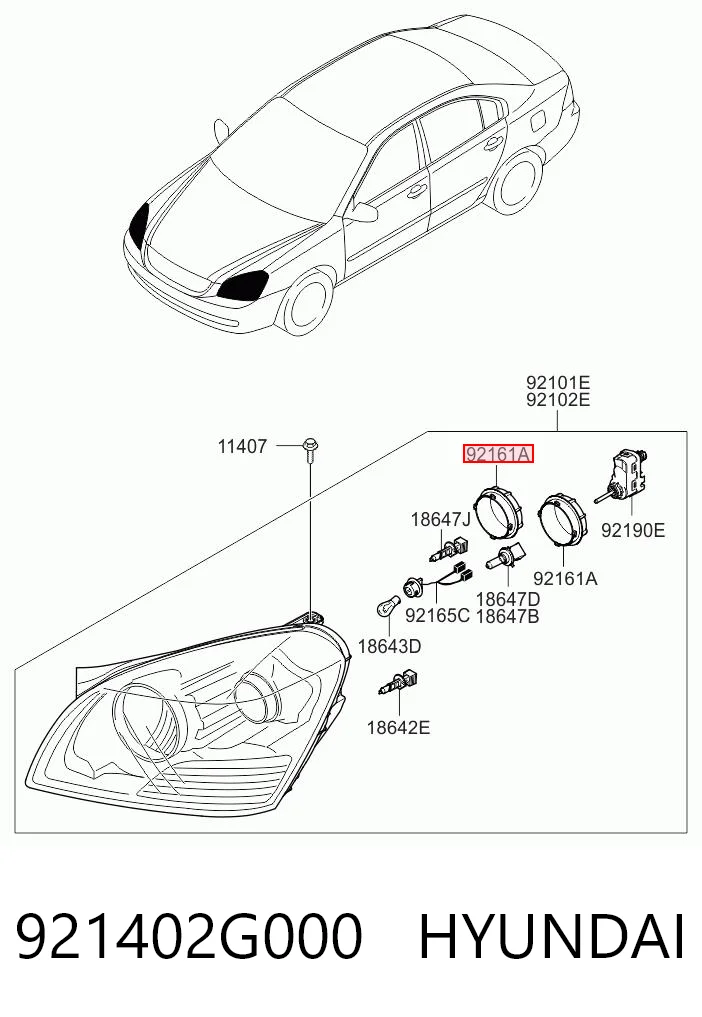 921402G000 Hyundai/Kia Крышка фары, задняя