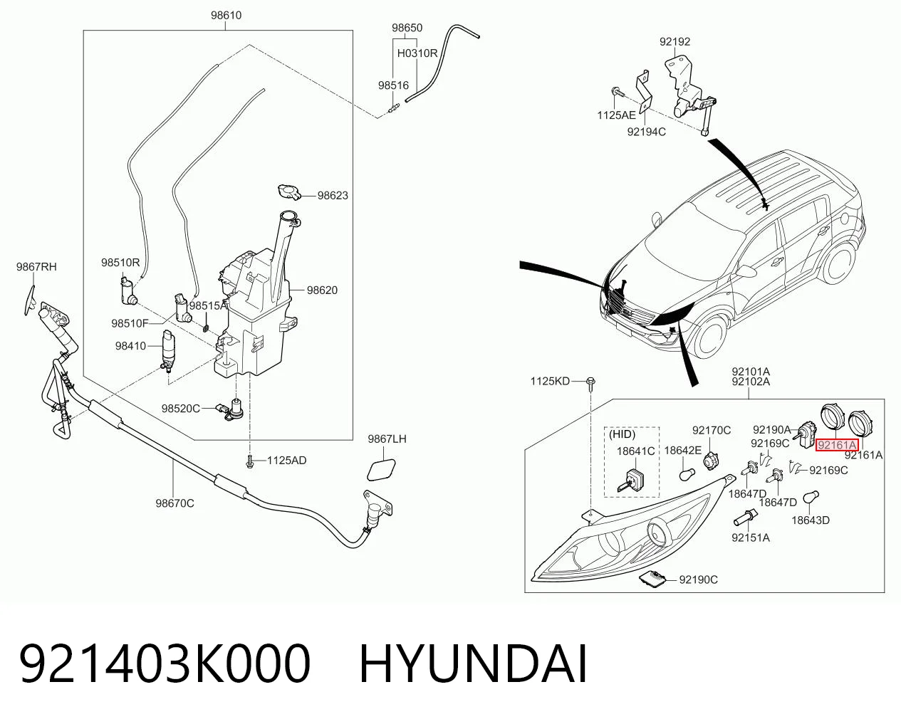 921403K000 Hyundai/Kia Заглушка фары