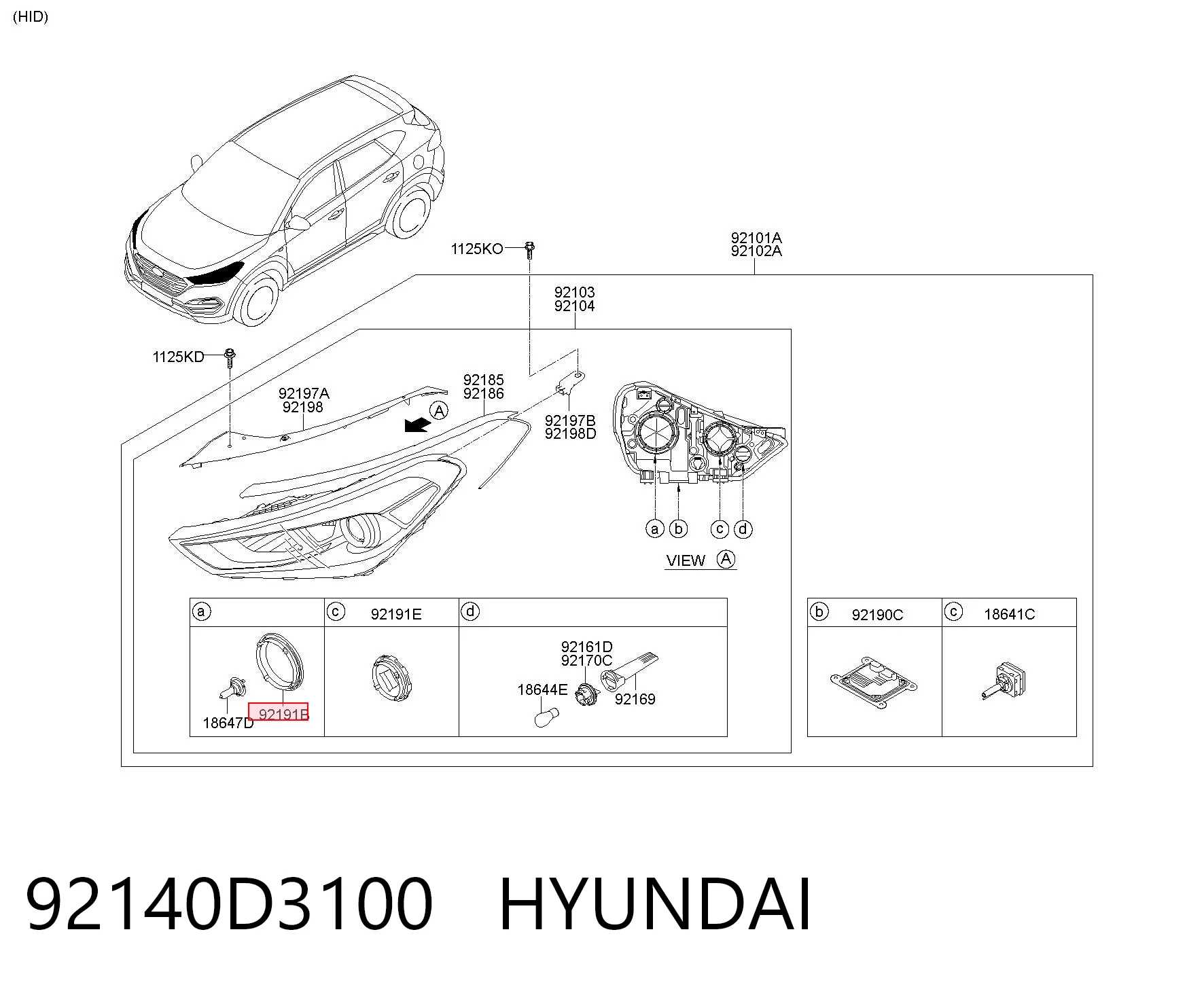 92140D3100 Hyundai/Kia Крышка фары, задняя