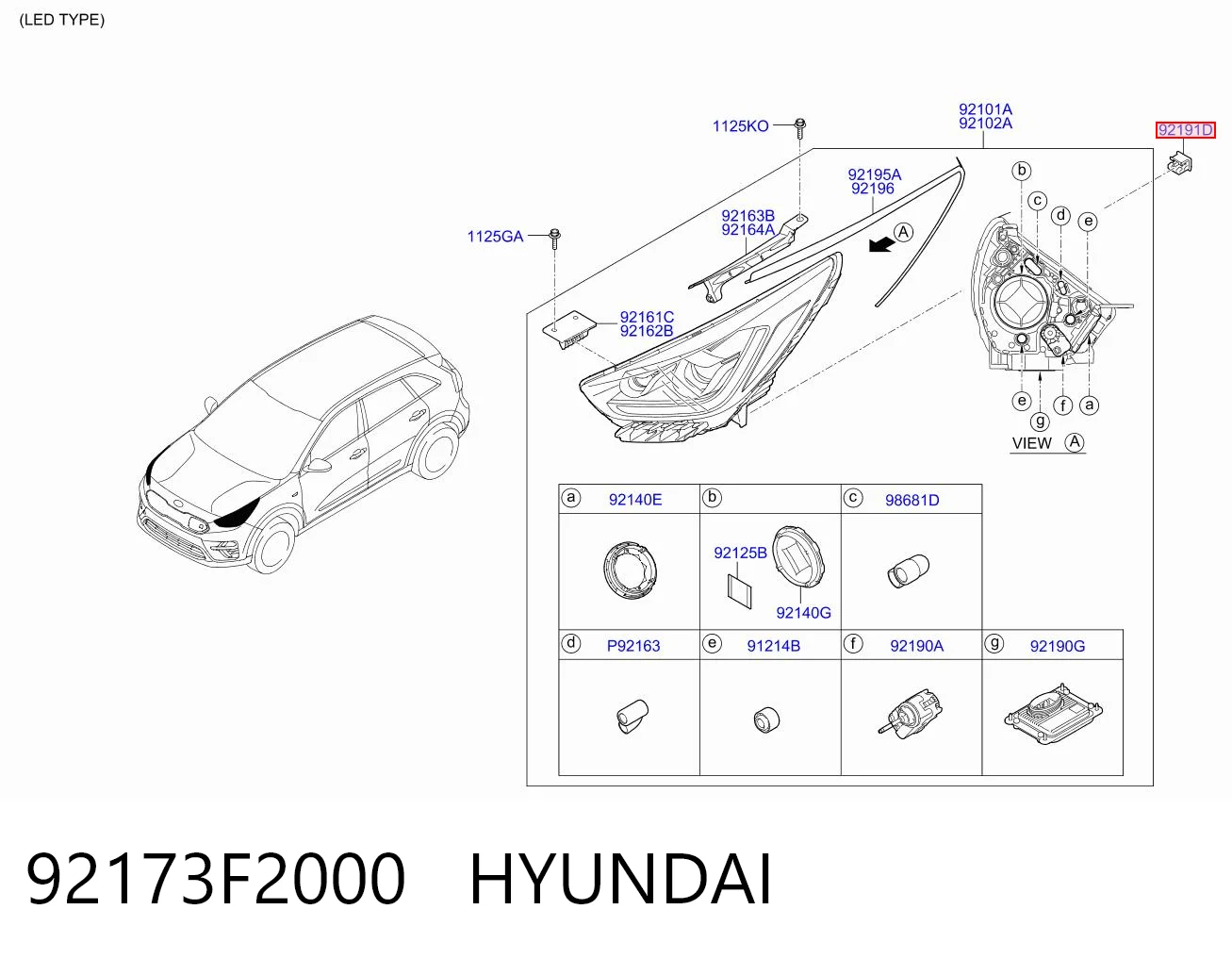 92173F2000 Hyundai/Kia Клипса крепления фары