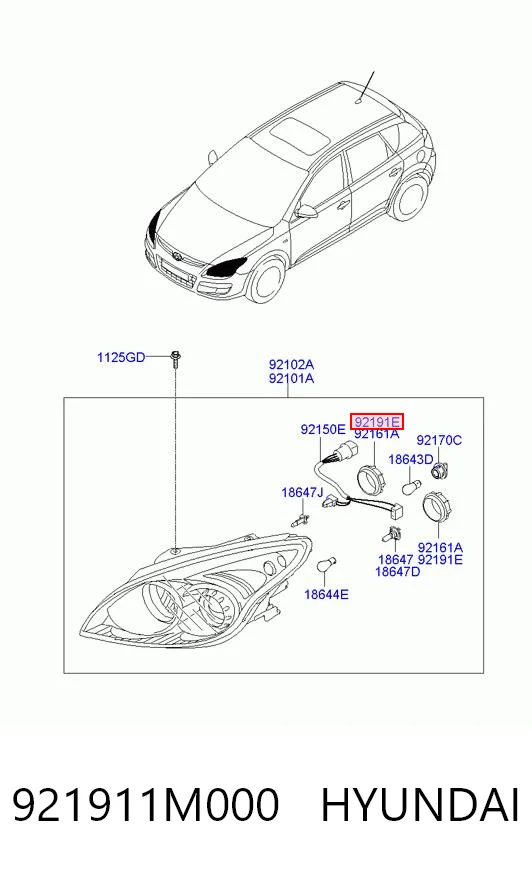 921911M000 Hyundai/Kia Крышка фары, задняя