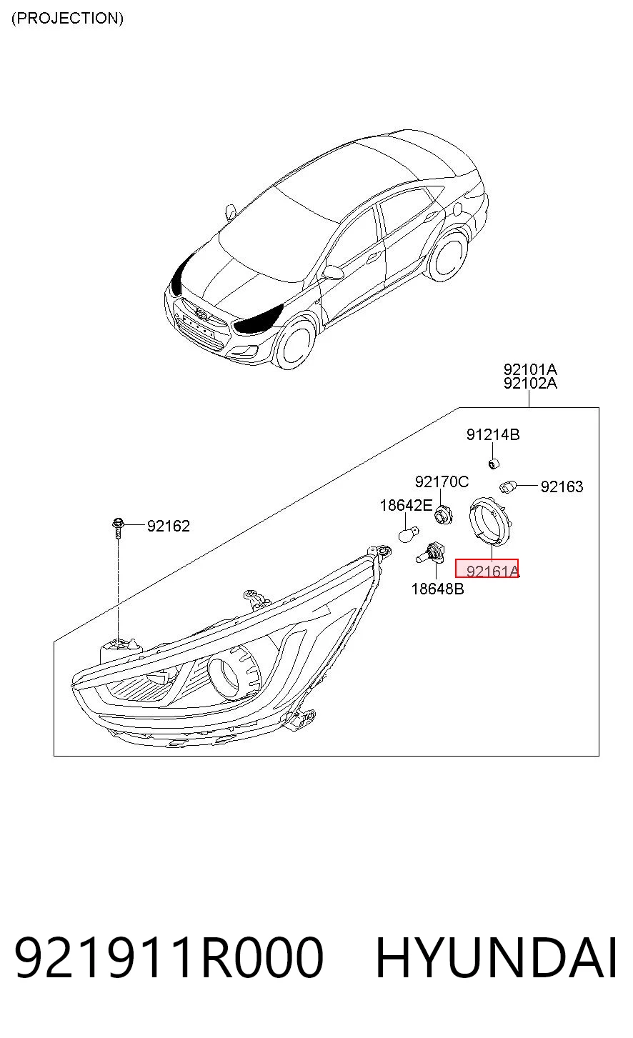 921911R000 Hyundai/Kia Крышка фары, задняя