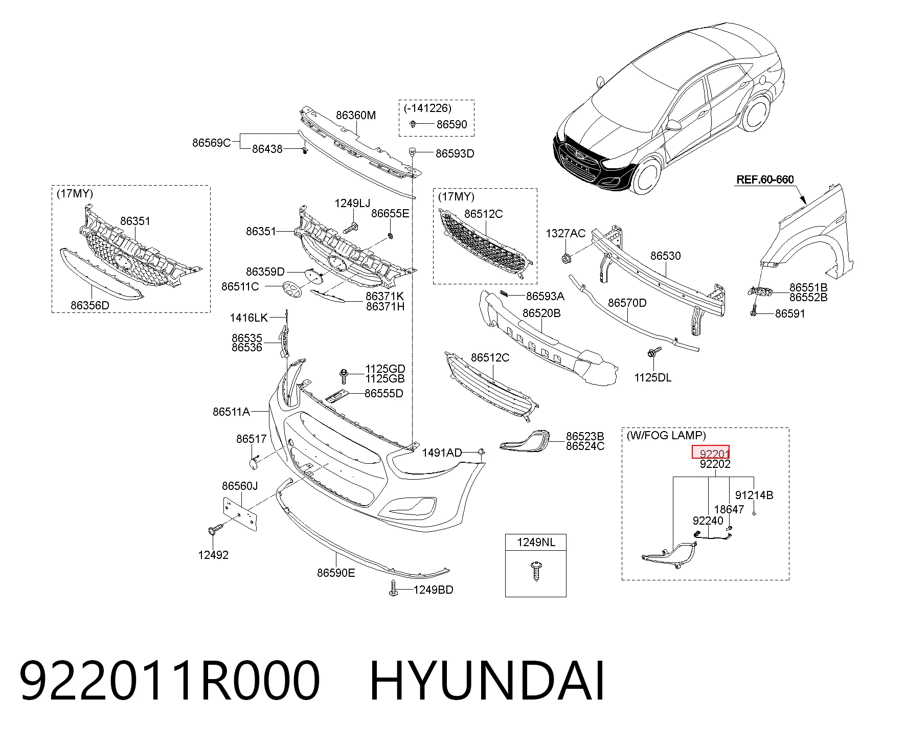 Противотуманная фара левая на Hyundai SOLARIS I SBR11