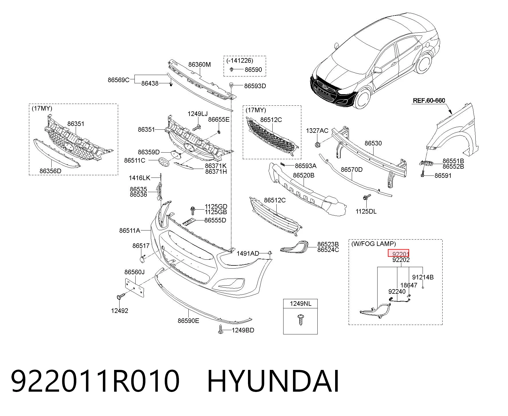 Фара противотуманная, левая Hyundai SOLARIS I седан (SBR11) (2011 - 2017) цена, от 31.30 USD
