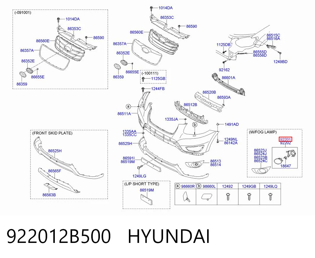 922012B500 Hyundai/Kia Противотуманная фара левая