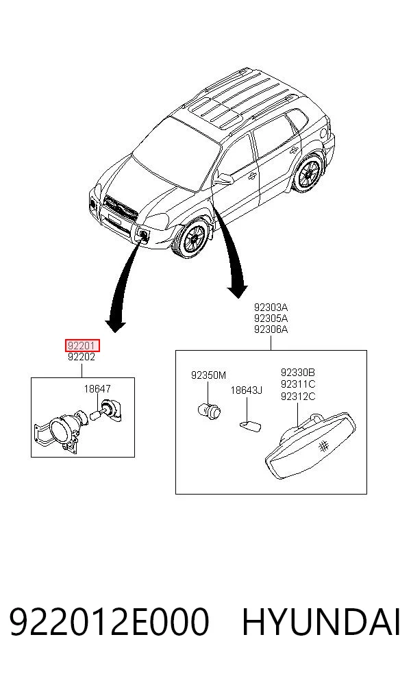 Фара противотуманная, левая Hyundai Tucson I внедорожник (JM) (2004 - 2010) цена, от 15.20 USD